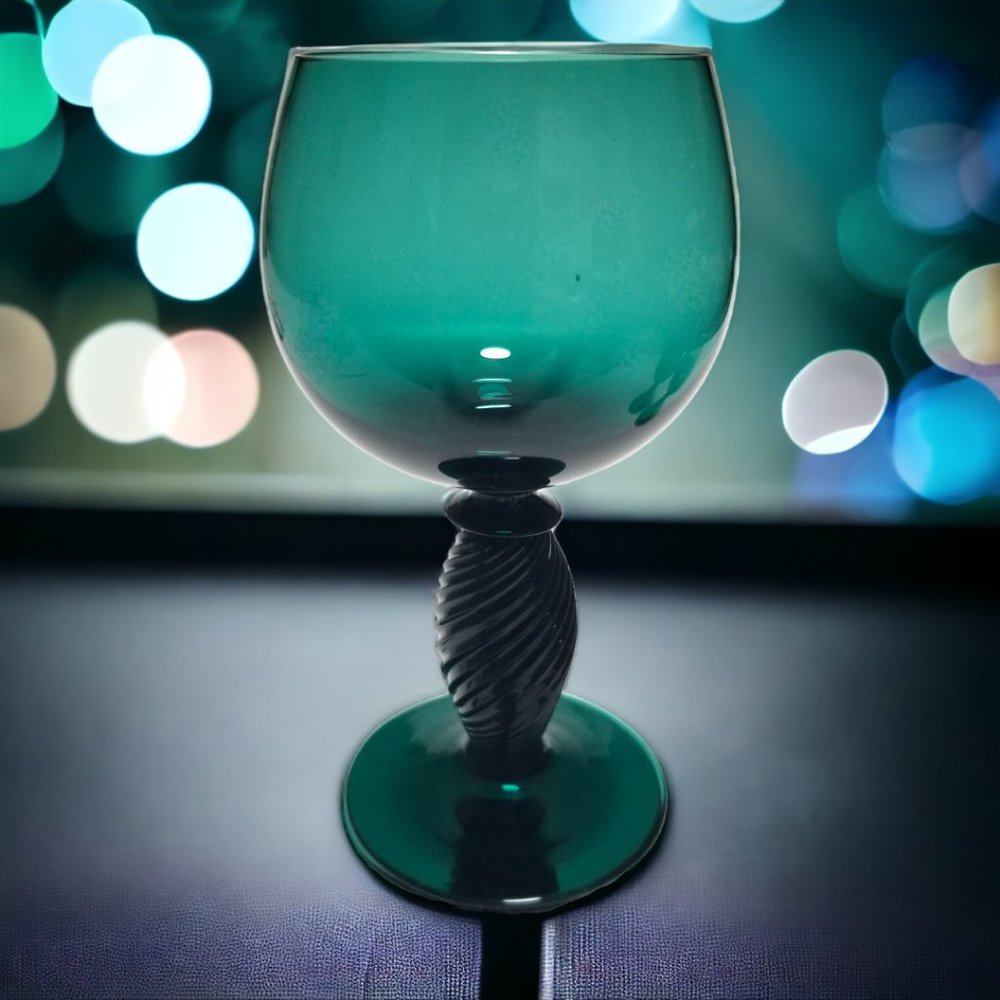Theresienthal Pieroth Romer Green Wine Glass Bavarian Twisted Stem Hock Set of 4 - Picture 7 of 9